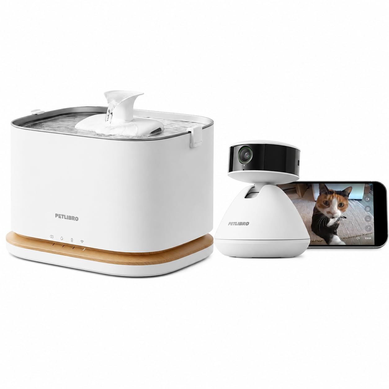 Cordless Cat Water Fountain WiFi App 3L Stainless Steel