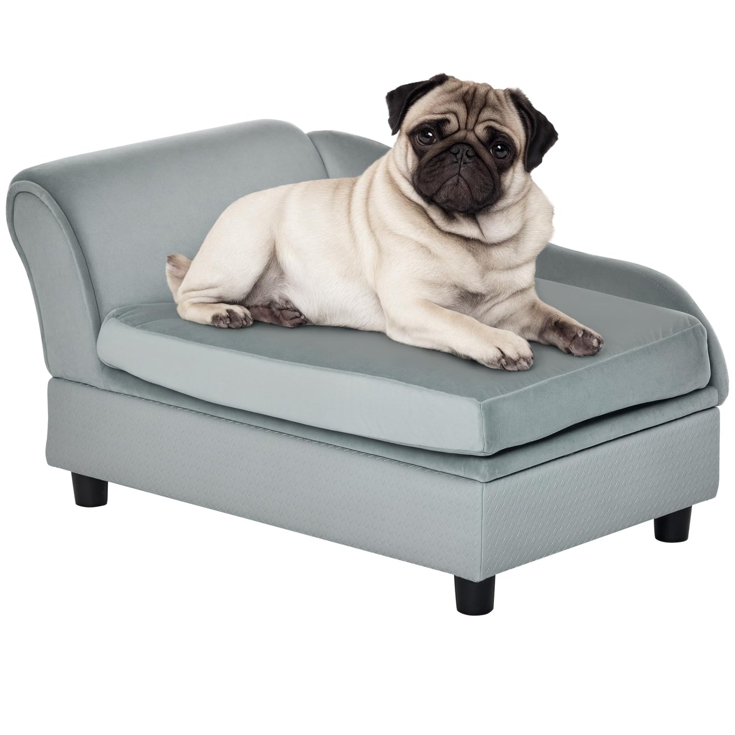 Luxury Dog Sofa Bed with Hidden Storage Foam Cushion