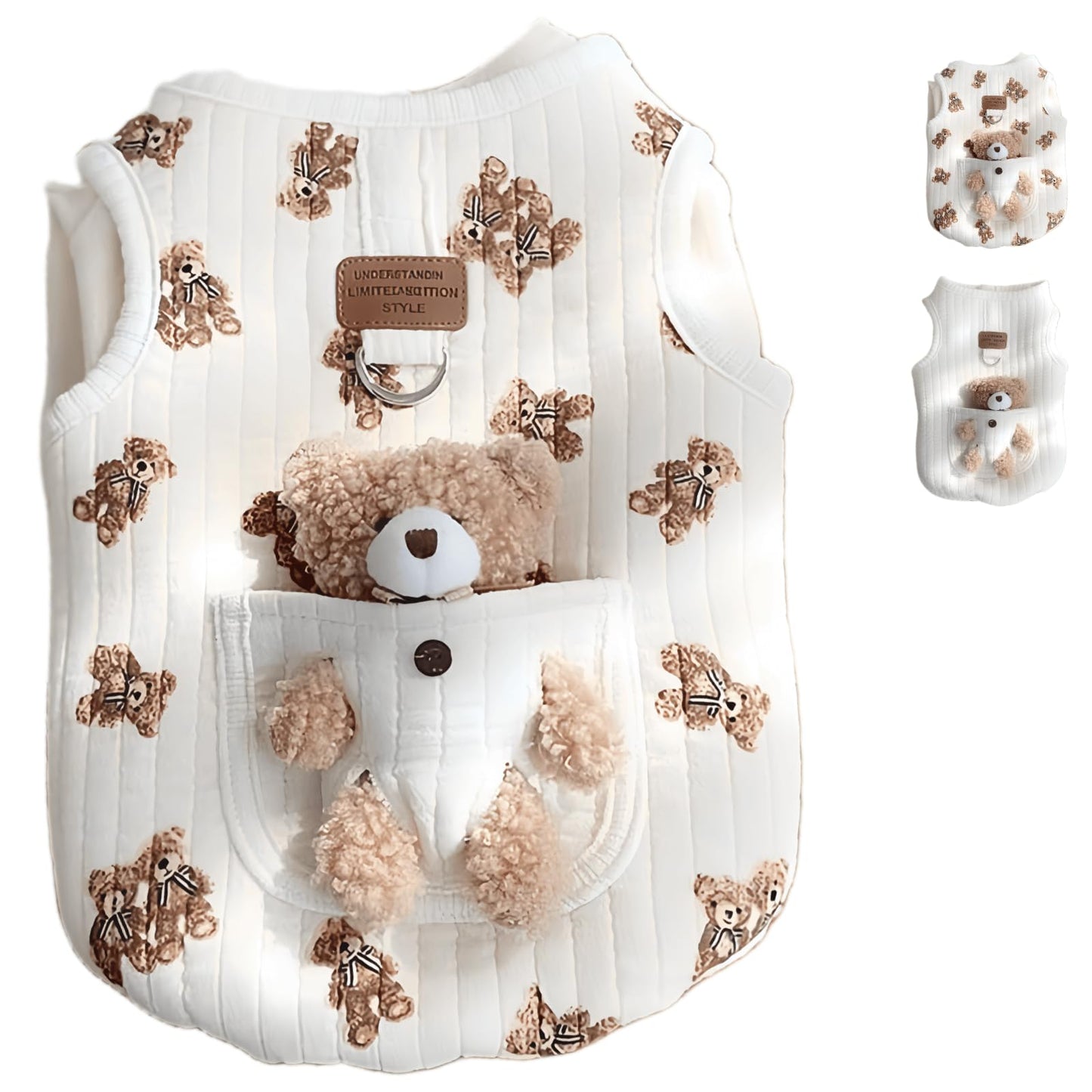 Bear Cartoon Dog Clothes Sleeveless Pullover