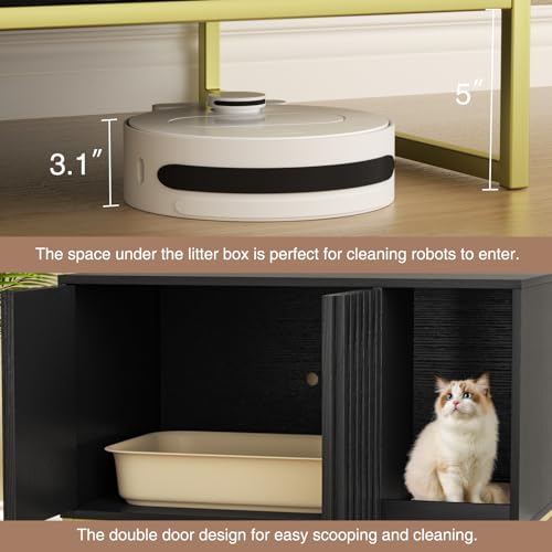 Hidden Cat Litter Box Enclosure Furniture Bench Cabinet