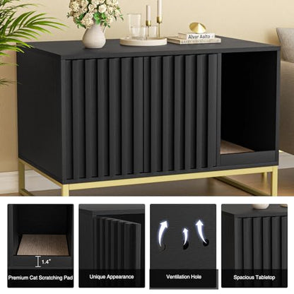 Hidden Cat Litter Box Enclosure Furniture Bench Cabinet