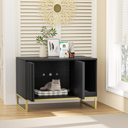 Hidden Cat Litter Box Enclosure Furniture Bench Cabinet