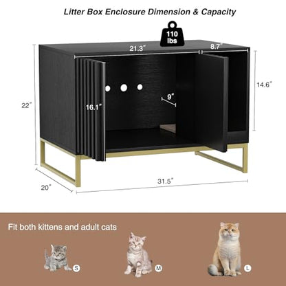 Hidden Cat Litter Box Enclosure Furniture Bench Cabinet