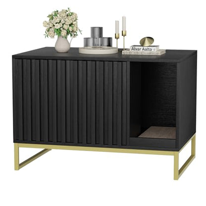 Hidden Cat Litter Box Enclosure Furniture Bench Cabinet