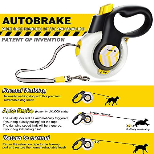Autobrake Retractable Dog Leash 16ft Tangle Free Grip