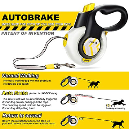 Autobrake Retractable Dog Leash 16ft Tangle Free Grip
