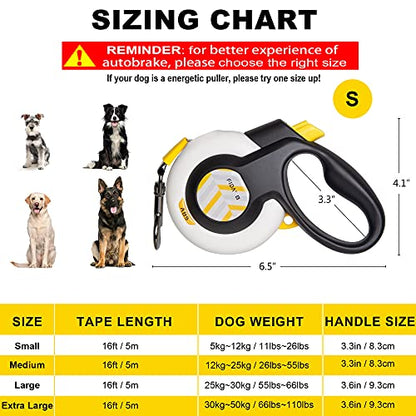 Autobrake Retractable Dog Leash 16ft Tangle Free Grip