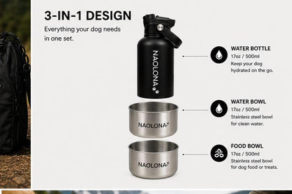 Insulated Stainless Steel Dog Water Bottle 32oz Travel