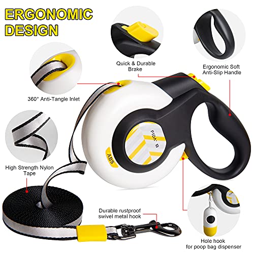 Autobrake Retractable Dog Leash 16ft Tangle Free Grip