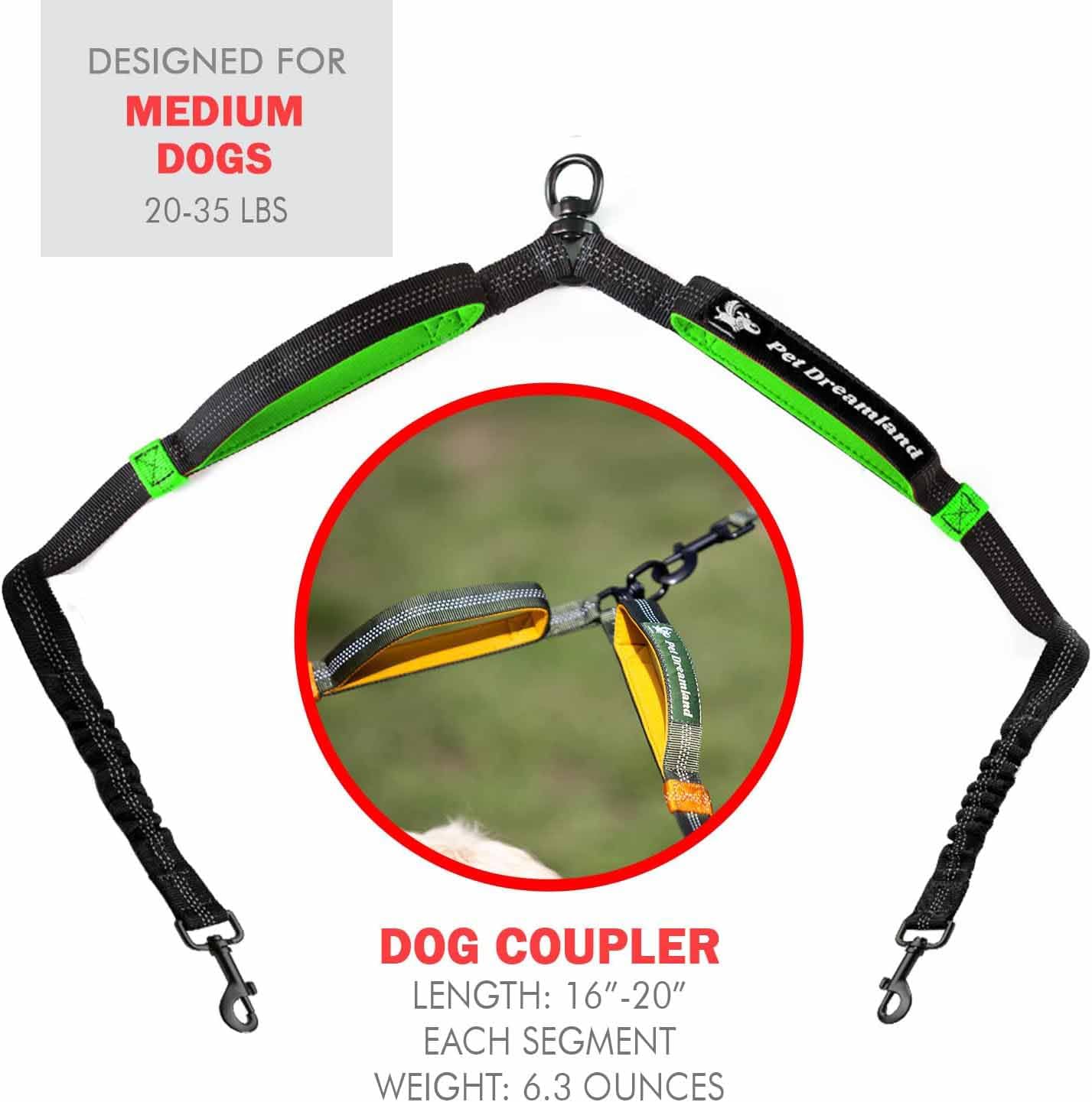 Double Dog Leash Coupler No Tangle Swivel
