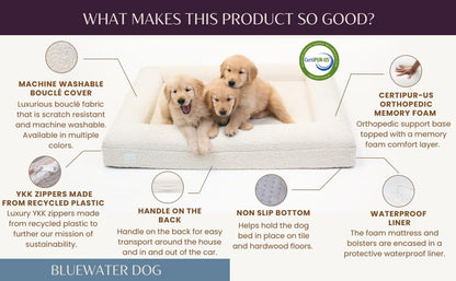 Orthopedic Memory Foam Dog Bed Boucle Washable Waterproof