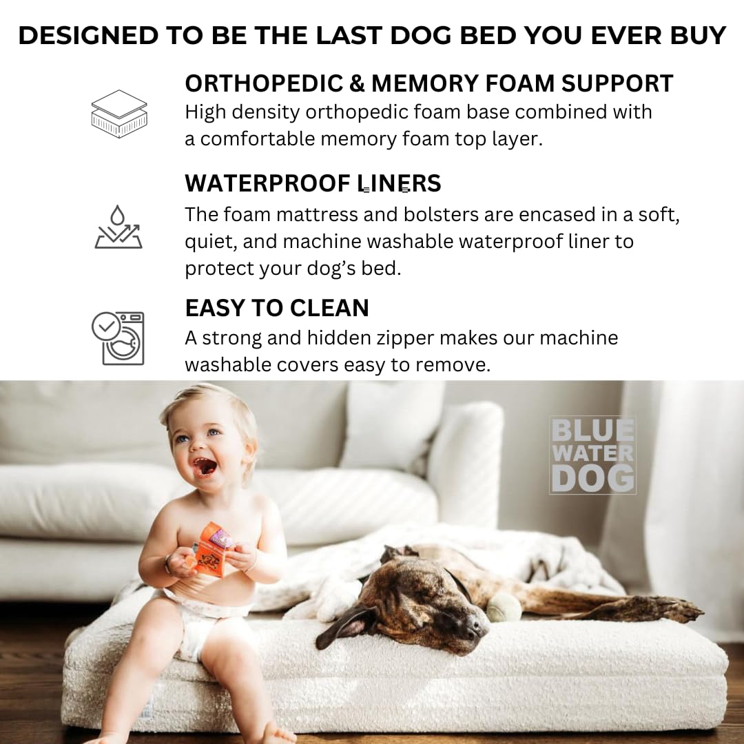 Orthopedic Memory Foam Dog Bed Boucle Washable Waterproof