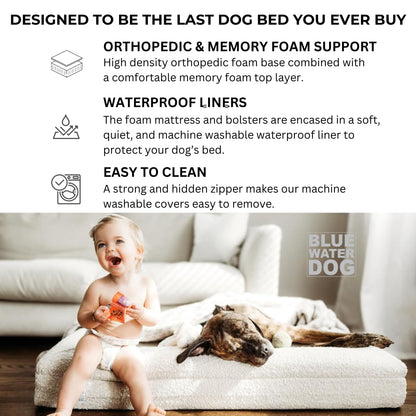 Orthopedic Memory Foam Dog Bed Boucle Washable Waterproof