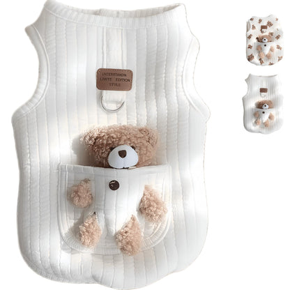 Bear Cartoon Dog Clothes Sleeveless Pullover