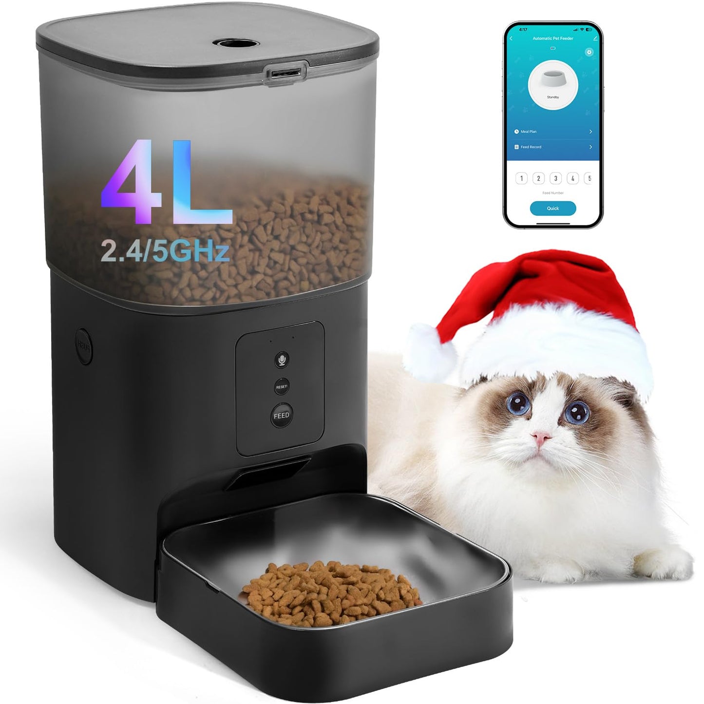 Automatic Cat Feeder with Voice Recording Timed Meals