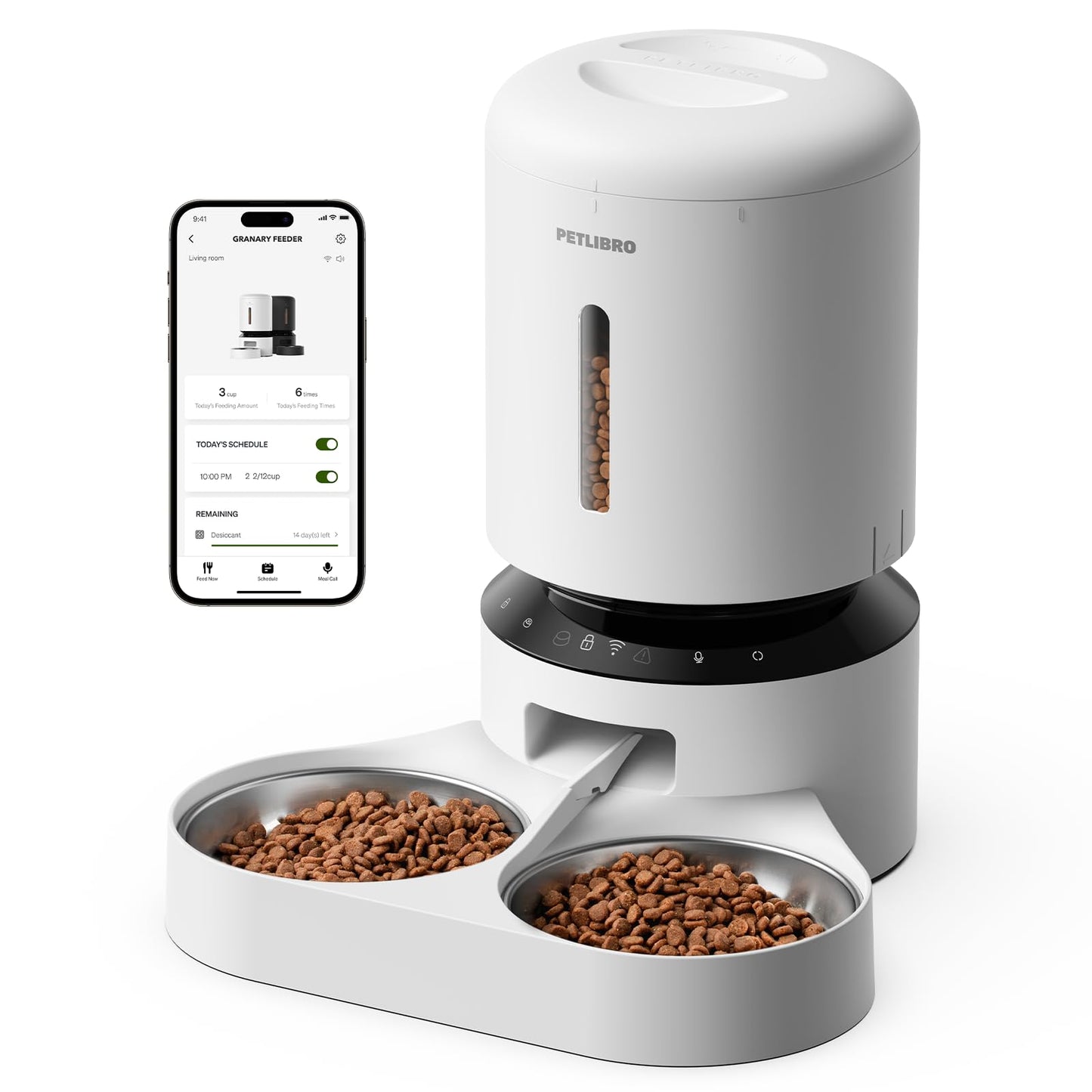 Automatic Cat Feeder for 2 Cats Dual Bowl