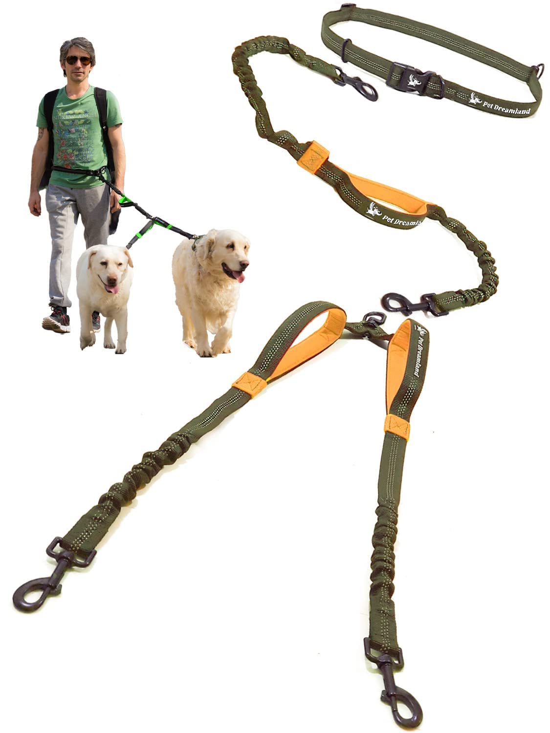 Double Dog Leash Coupler No Tangle Swivel