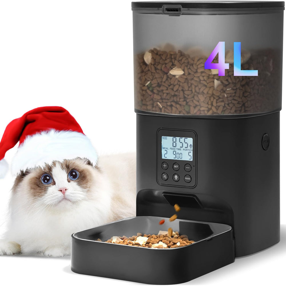 Automatic Cat Feeder with Voice Recording Timed Meals