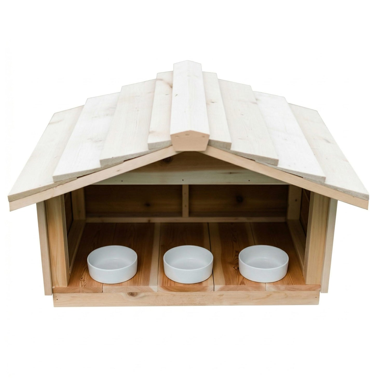 Outdoor Covered Cat Feeding Station Waterproof Cedar