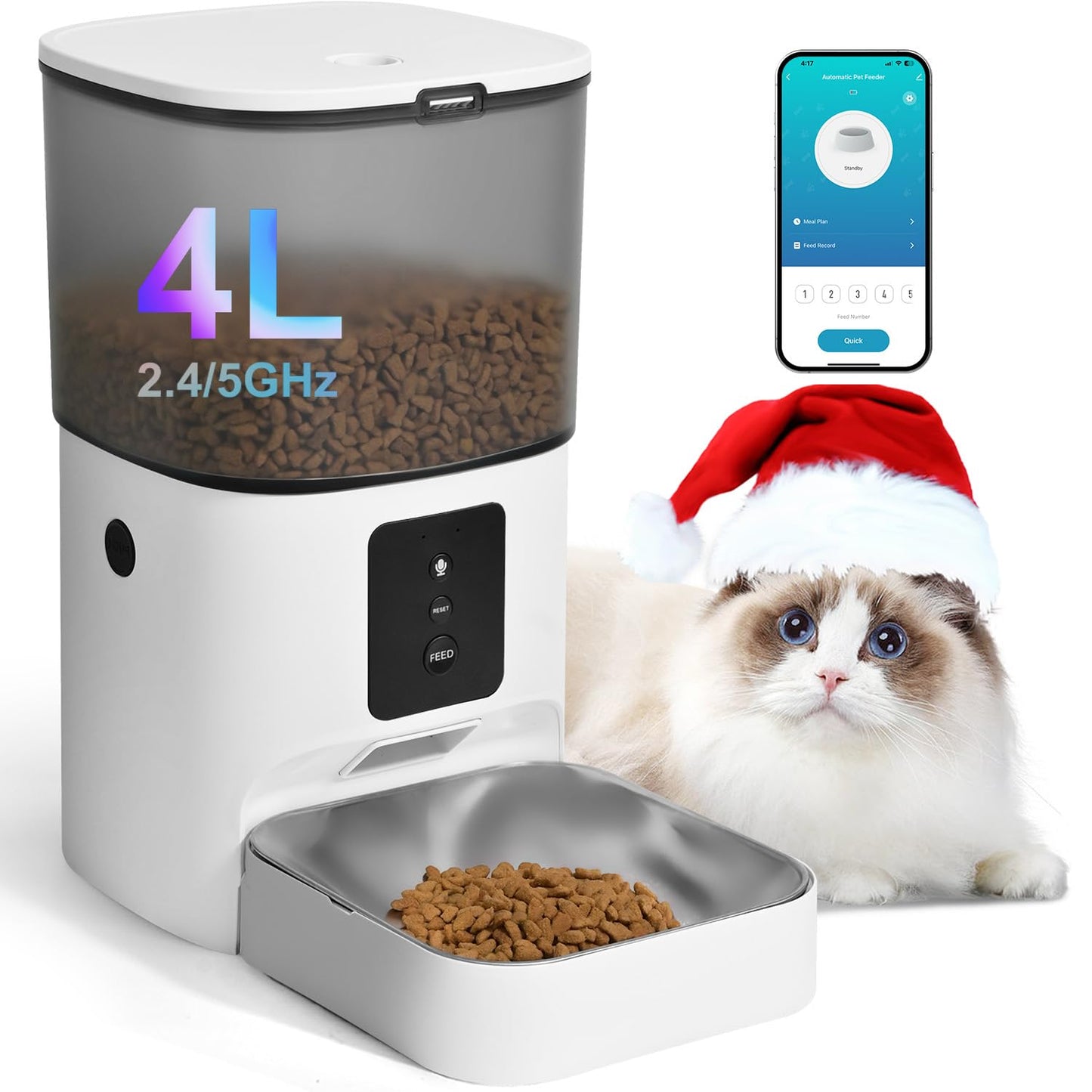 Automatic Cat Feeder with Voice Recording Timed Meals