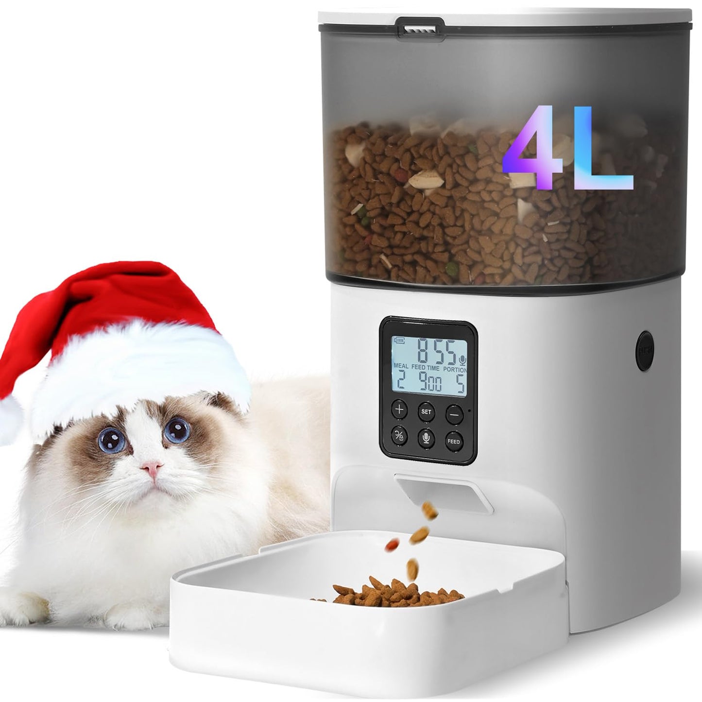 Automatic Cat Feeder with Voice Recording Timed Meals