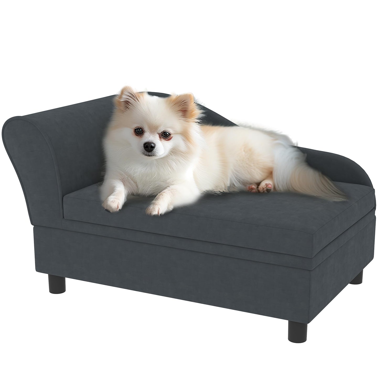Luxury Dog Sofa Bed with Hidden Storage Foam Cushion