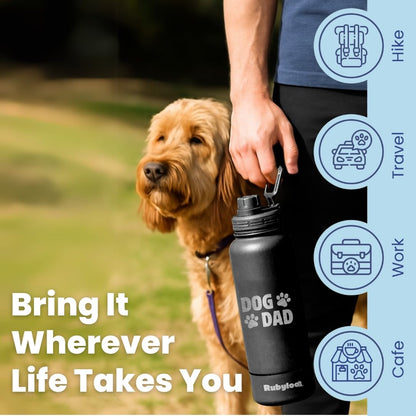 Insulated Stainless Steel Dog Water Bottle with Bowl 32oz