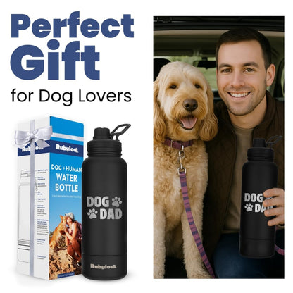 Insulated Stainless Steel Dog Water Bottle with Bowl 32oz