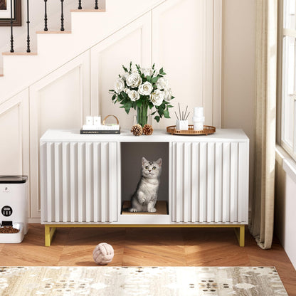 Hidden Cat Litter Box Enclosure Furniture Bench Cabinet