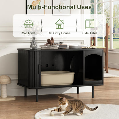Hidden Cat Litter Box Furniture Cabinet with Scratcher