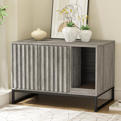 Hidden Cat Litter Box Enclosure Furniture Bench Cabinet