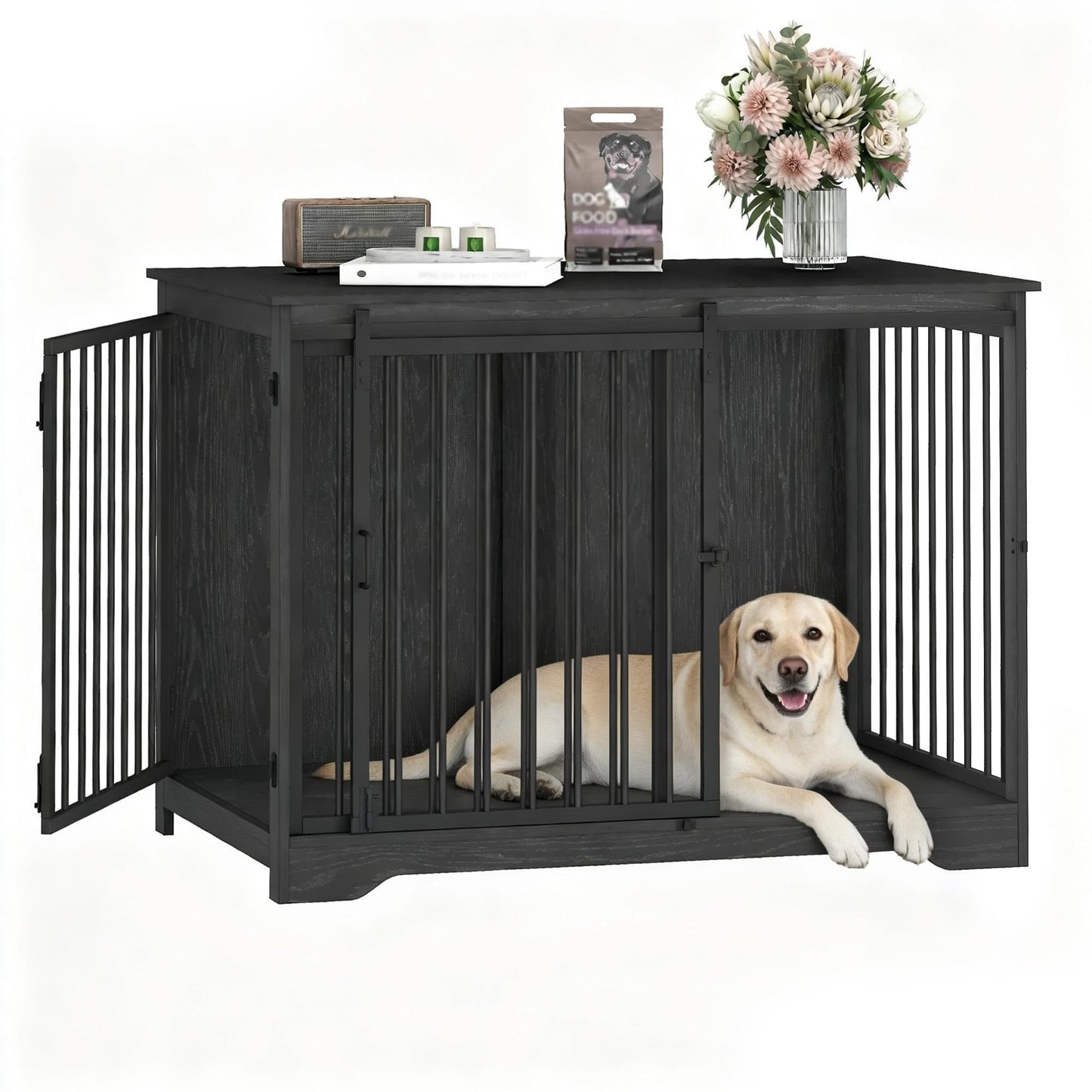 Dog Crate Furniture with Barn Door Heavy Duty Indoor