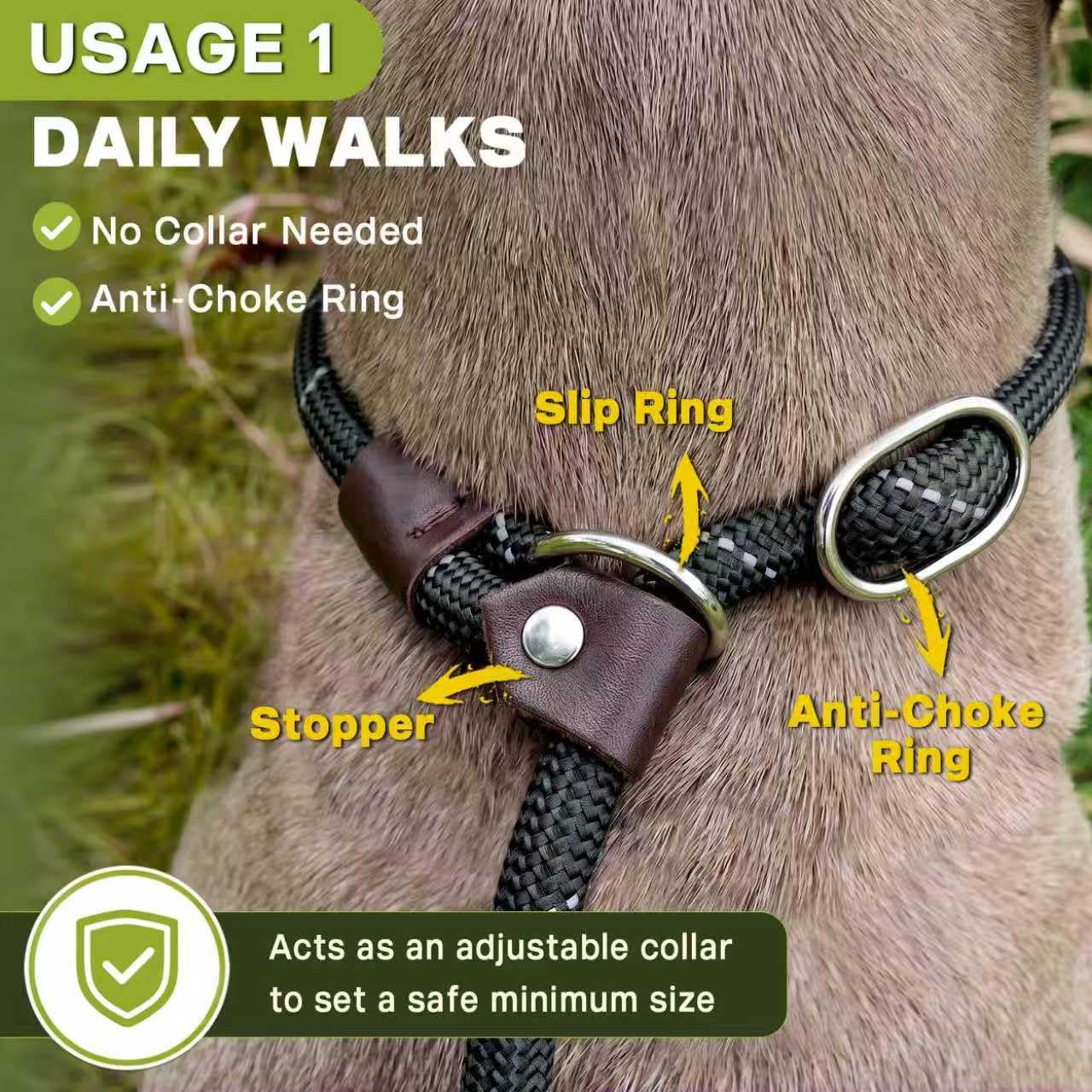 Reflective Slip Lead Dog Leash No Pull Training Rope