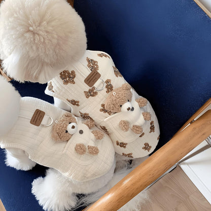 Bear Cartoon Dog Clothes Sleeveless Pullover