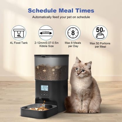 Automatic Cat Feeder with Voice Recording Timed Meals
