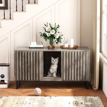 Hidden Cat Litter Box Enclosure Furniture Bench Cabinet