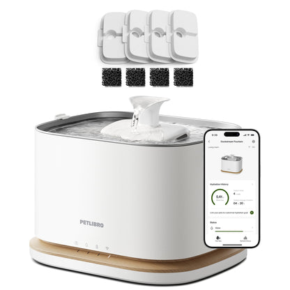 Cordless Cat Water Fountain WiFi App 3L Stainless Steel
