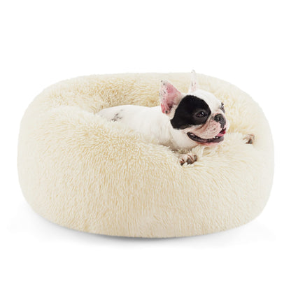 Calming Donut Dog Bed Faux Fur Anti Slip Washable