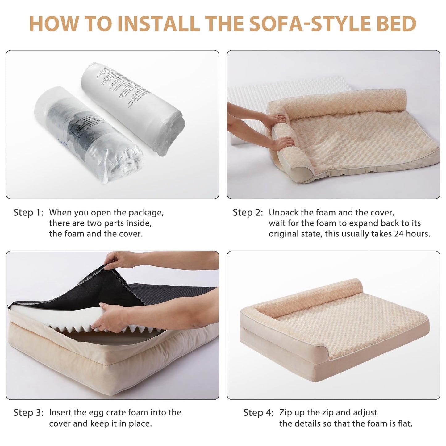 Orthopedic Waterproof Large Dog Bed Removable Cover Sofa
