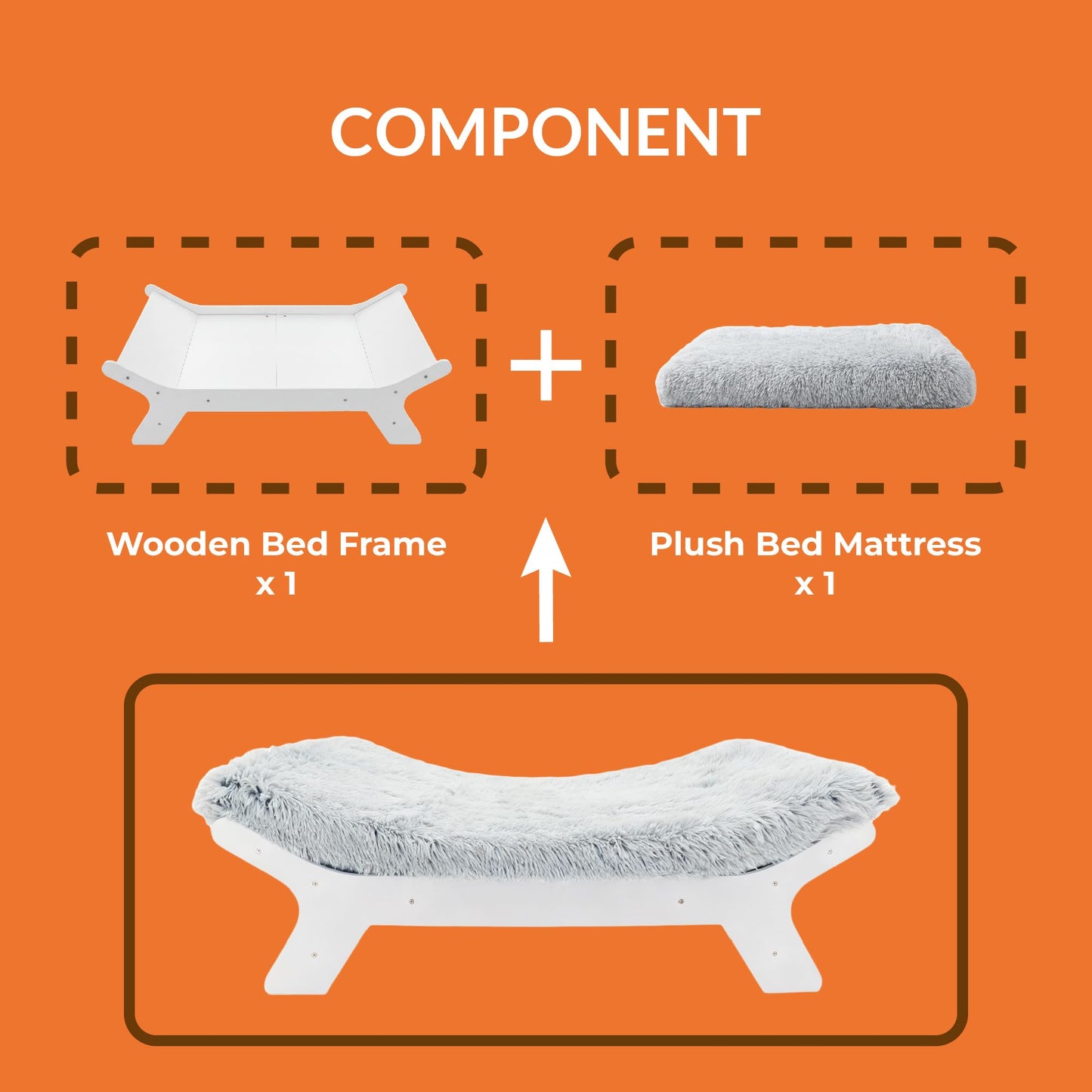 Wood Elevated Dog Bed Frame and Egg Crate Foam Mattress