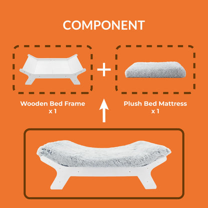 Wood Elevated Dog Bed Frame and Egg Crate Foam Mattress