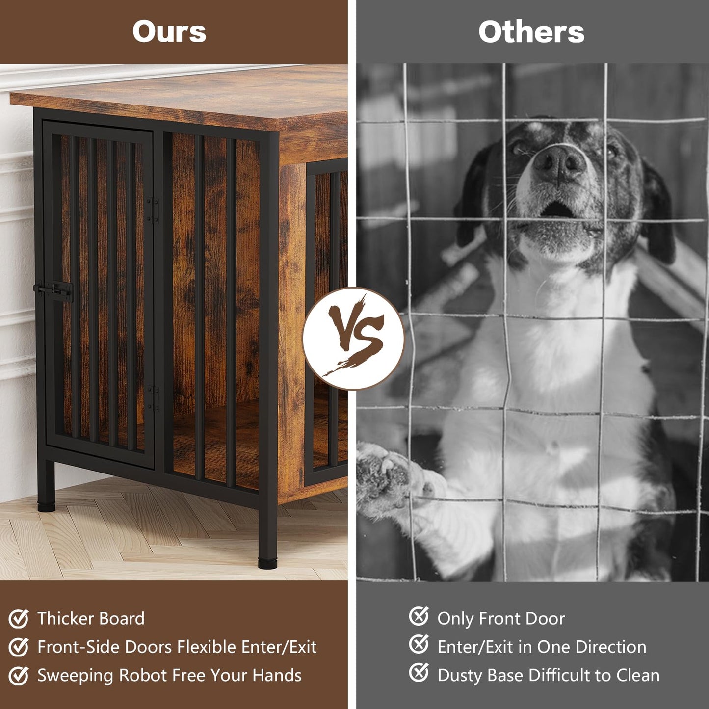 Dog Crate Furniture TV Stand Single or Double Kennel