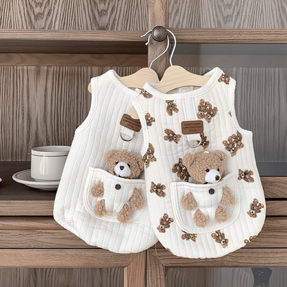 Bear Cartoon Dog Clothes Sleeveless Pullover