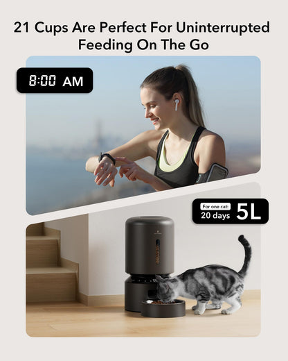 Automatic Cat Feeder for 2 Cats Dual Bowl