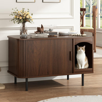 Hidden Cat Litter Box Furniture Cabinet with Scratcher