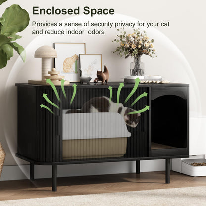Hidden Cat Litter Box Furniture Cabinet with Scratcher