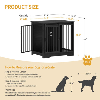 Dog Crate Furniture with Barn Door Heavy Duty Indoor