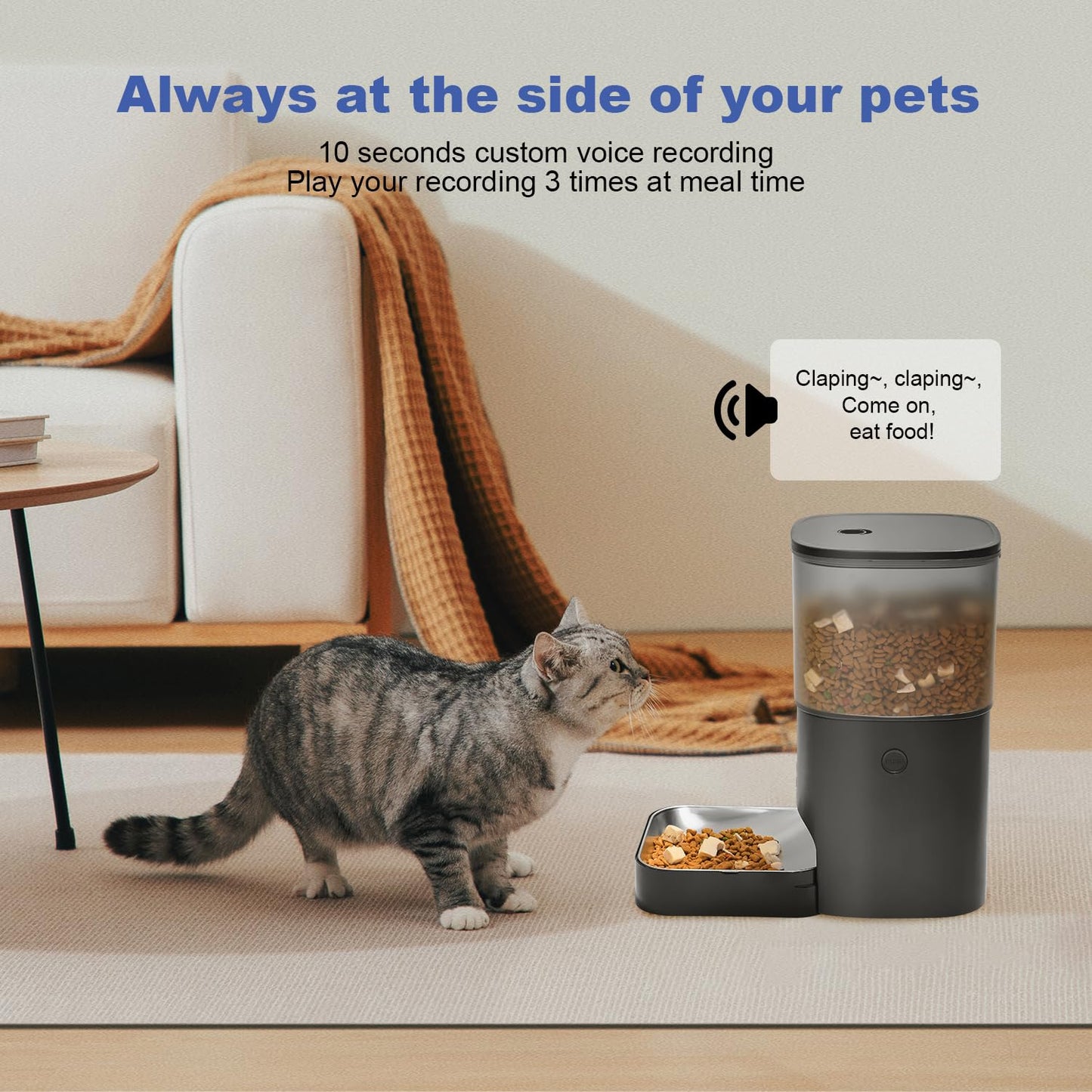 Automatic Cat Feeder with Voice Recording Timed Meals