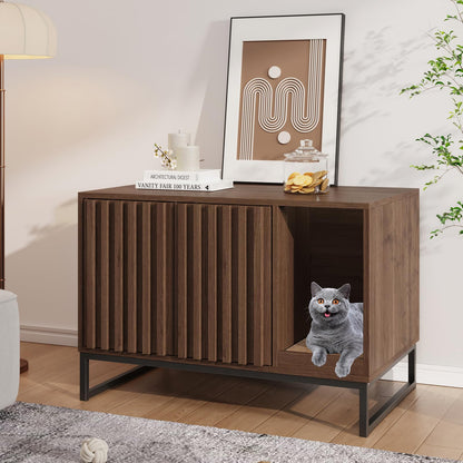 Hidden Cat Litter Box Enclosure Furniture Bench Cabinet
