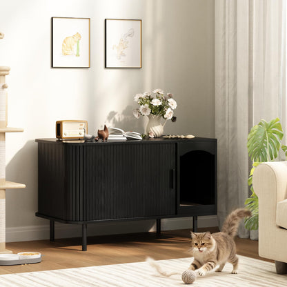 Hidden Cat Litter Box Furniture Cabinet with Scratcher